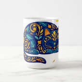 Mug Chat d'art populaire en bleu (Centre)