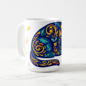 Mug Chat d'art populaire en bleu (Devant gauche)