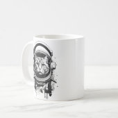 Mug Chat d'astronaute noir et blanc (Devant gauche)