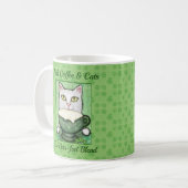 Mug Chat de blanc du jour de St Patrick de café (Devant gauche)
