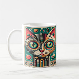 Mug Chat de circuit rétro-futuriste du milieu du siècl