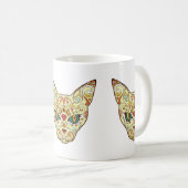 Mug Chat de crâne de sucre - conception de tatouage (Devant droit)