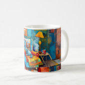 Mug Chat de dessin animé confortablement installé dans (Devant droit)