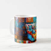 Mug Chat de dessin animé confortablement installé dans (Devant gauche)