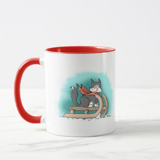 Mug Chat de dessin animé hivernal (Gauche)