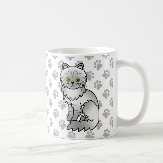 Mug Chat de dessin animé persan gris chinchilla tabby (Droite)