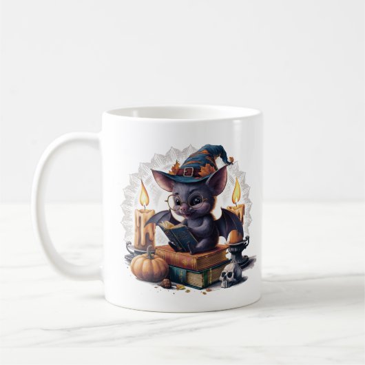 Mug Chat de dessin vintage : gothique, Vibes d'Hallowe (Gauche)