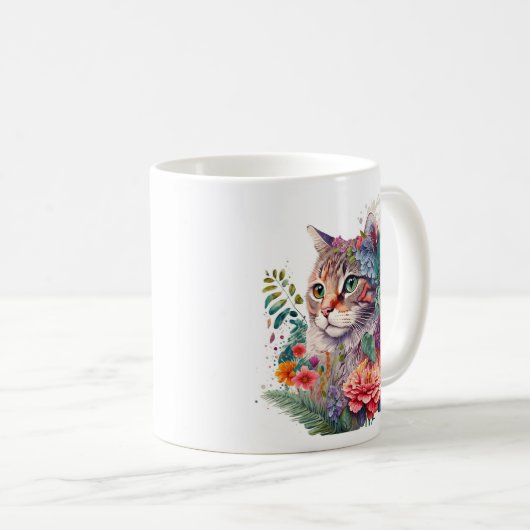 Mug Chat de fleurs n° 1 (Devant droit)