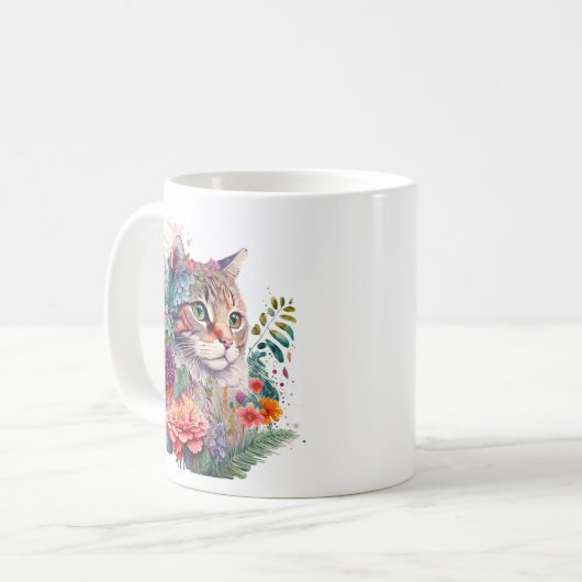 Mug Chat de fleurs n° 1 (Devant gauche)