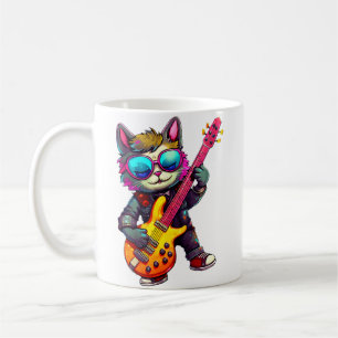 Mug Chat de guitare électrique faisant du rock Musique