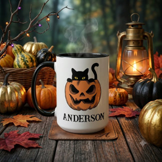 Mug Chat de Halloween Vintage Personnalisé