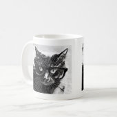 Mug Chat de hippie ! Chat noir avec les verres noirs (Devant gauche)