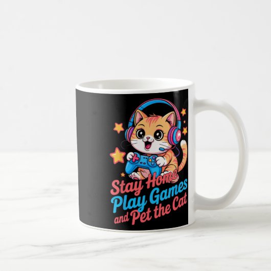 Mug Chat de joueur drôle reste à la maison2 (Droite)