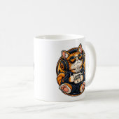 Mug Chat de la mode urbaine cool buvant du café (Devant droit)