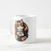 Mug Chat de la mode urbaine cool buvant du café (Devant gauche)
