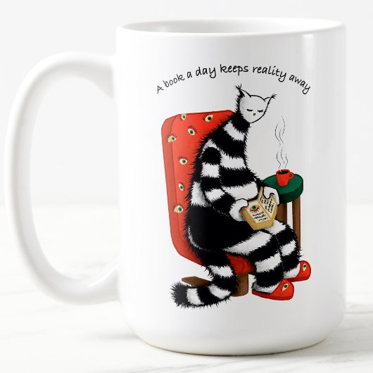 Mug Chat de lecture drôle - Fuir la réalité du jour du