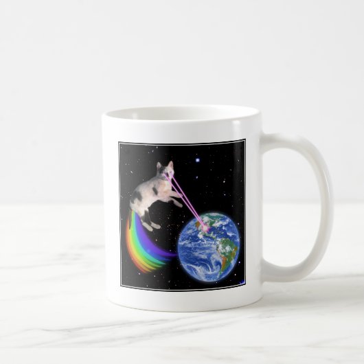 Mug Chat de l'espace arc-en-ciel laser (Droite)