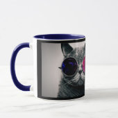 Mug Chat de l'espace cool avec lunettes de télescope V (Gauche)