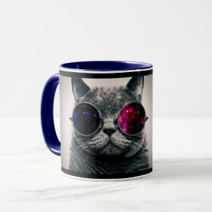 Mug Chat de l'espace cool avec lunettes de télescope V