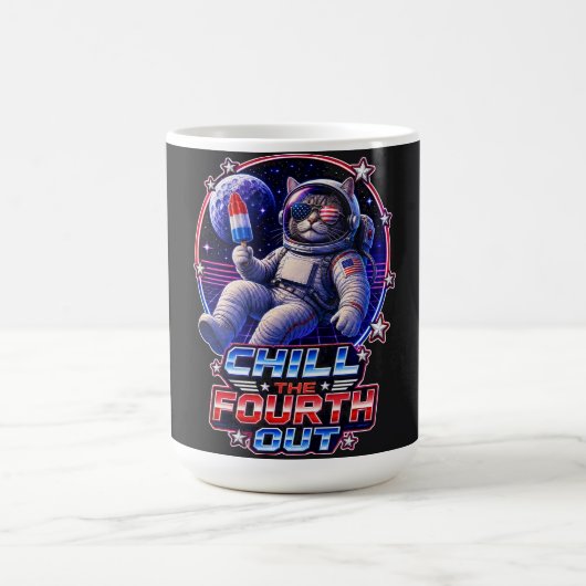 Mug Chat de l'espace patriotique 4 juillet (Centre)