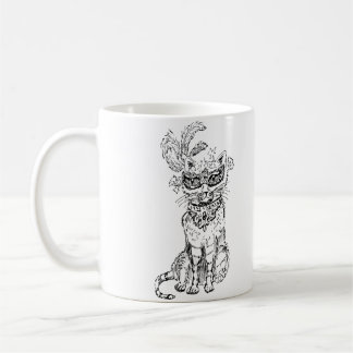 Mug Chat de masquerade d'Halloween en art linéaire noi