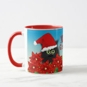 Mug Chat de Noël à Santa Hat Amid Poinsettia (Gauche)