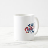 Mug Chat de Noël amusant Avec Sticker Arbre (Devant droit)