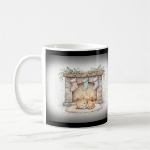Mug Chat de Noël au coin du feu cosy