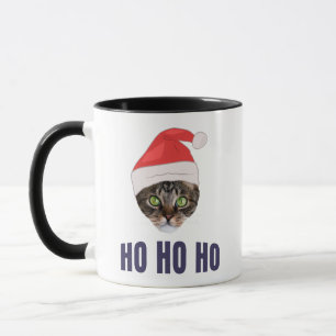 Mug Chat de Noël avec chapeau de Santa, Ho Ho ho Invit