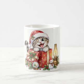 Mug Chat de Noël avec des cadeaux