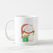 Mug Chat de Noël blanc dans un Casquette rouge (Gauche)