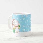 Mug Chat de Noël blanc dans un Casquette rouge (Devant gauche)