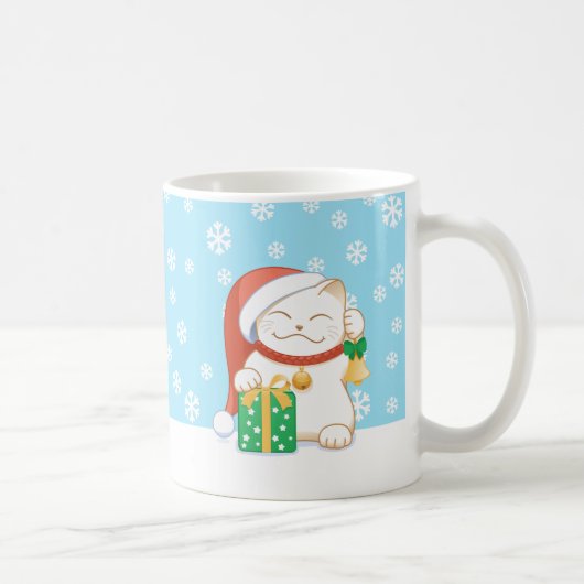 Mug Chat de Noël blanc dans un Casquette rouge (Droite)