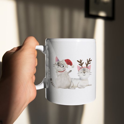 Mug Chat de Noël chaton Santa Hat & Antlers