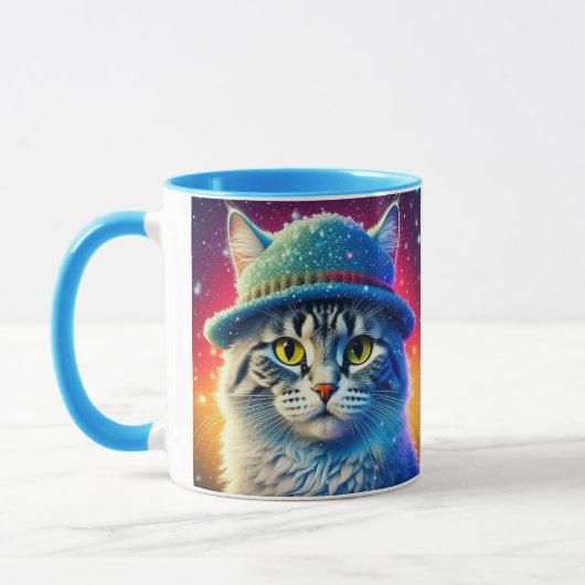 Mug Chat de Noël dans un Casquette - nom modifiable (Gauche)