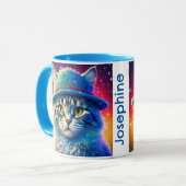 Mug Chat de Noël dans un Casquette - nom modifiable (Devant gauche)