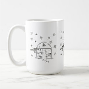 Mug Chat de Noël de Noël joli tiré à la main