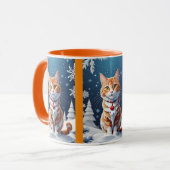 Mug Chat de Noël d'hiver roux (Devant gauche)