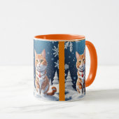 Mug Chat de Noël d'hiver roux (Devant droit)