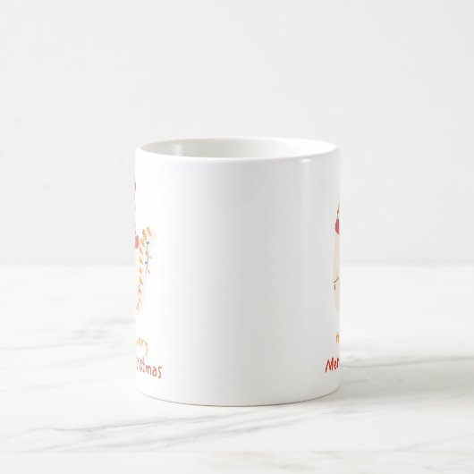 Mug Chat de Noël en chapeau de Noël enveloppé de lumiè (Centre)