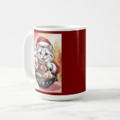 Mug Chat de Noël mangeant du Ramen Vacances Japonaises (Devant gauche)
