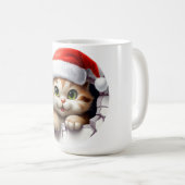 Mug Chat de Noël mignon à travers le mur illustré (Devant droit)
