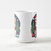 Mug Chat de Noël mignon avec arbres Festif (Centre)