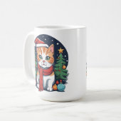 Mug Chat de Noël mignon avec arbres Festif (Devant gauche)