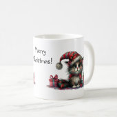 Mug Chat de Noël mignon avec des présentateurs Chaton  (Devant droit)