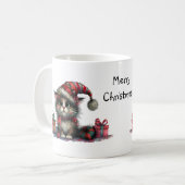 Mug Chat de Noël mignon avec des présentateurs Chaton  (Devant gauche)