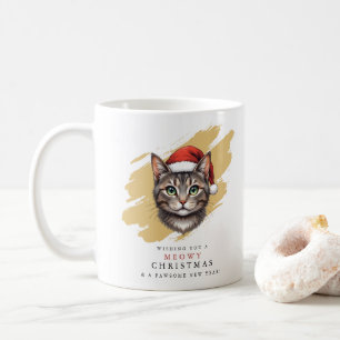 Mug Chat de Noël mignon moderne avec chapeau de Père N