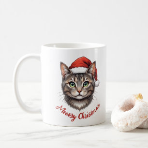 Mug Chat de Noël mignon personnalisé avec chapeau de P