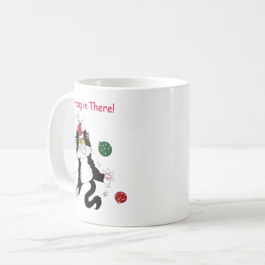 Mug Chat de Noël noir blanc Tuxedo (Devant gauche)