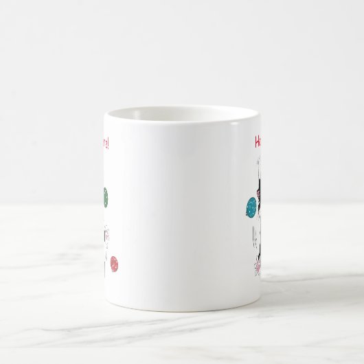 Mug Chat de Noël noir blanc Tuxedo (Centre)